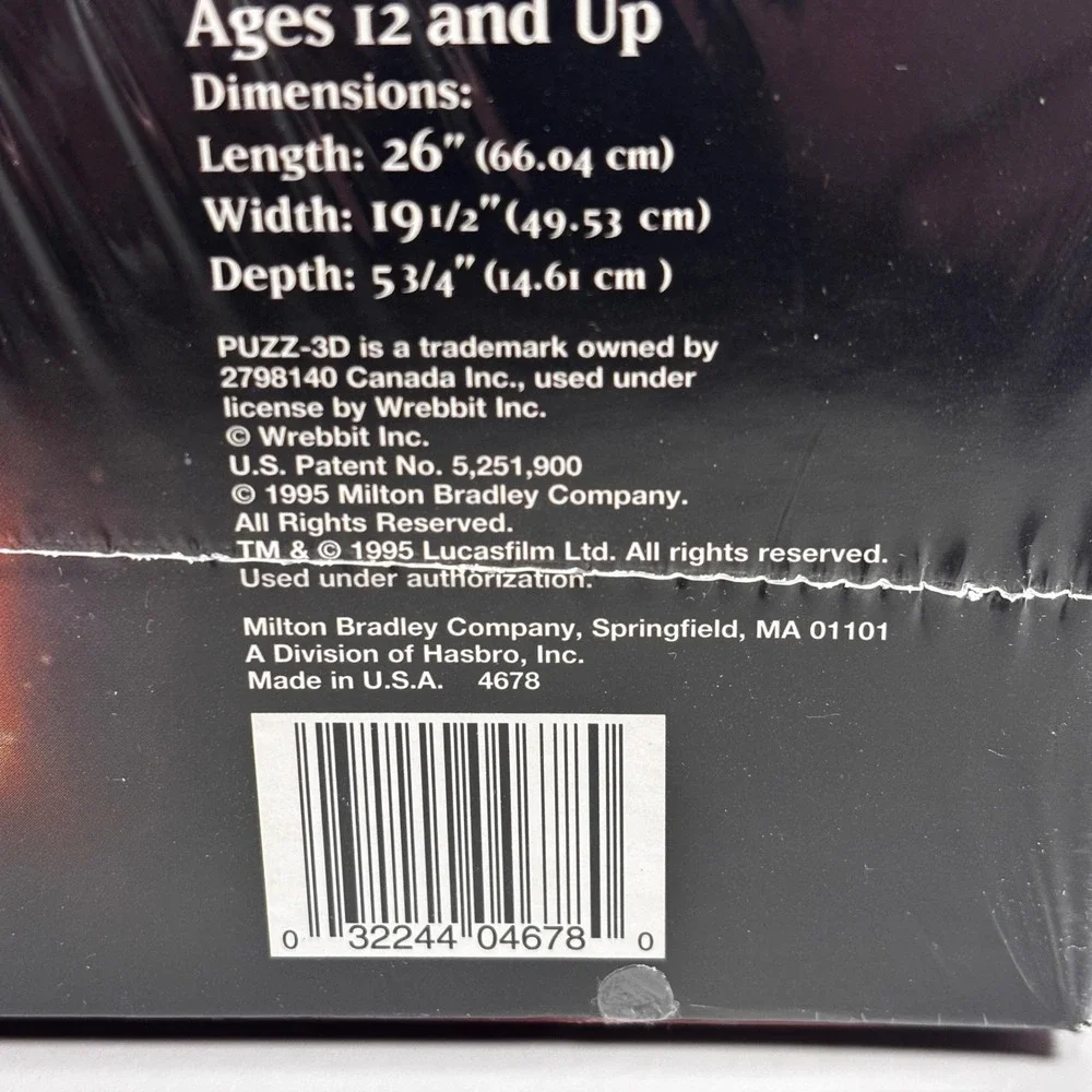 Star Wars Millennium Falcon 3D Puzzle 857 Pc Milton Bradley 1995 Sealed‎ Puzz-3D